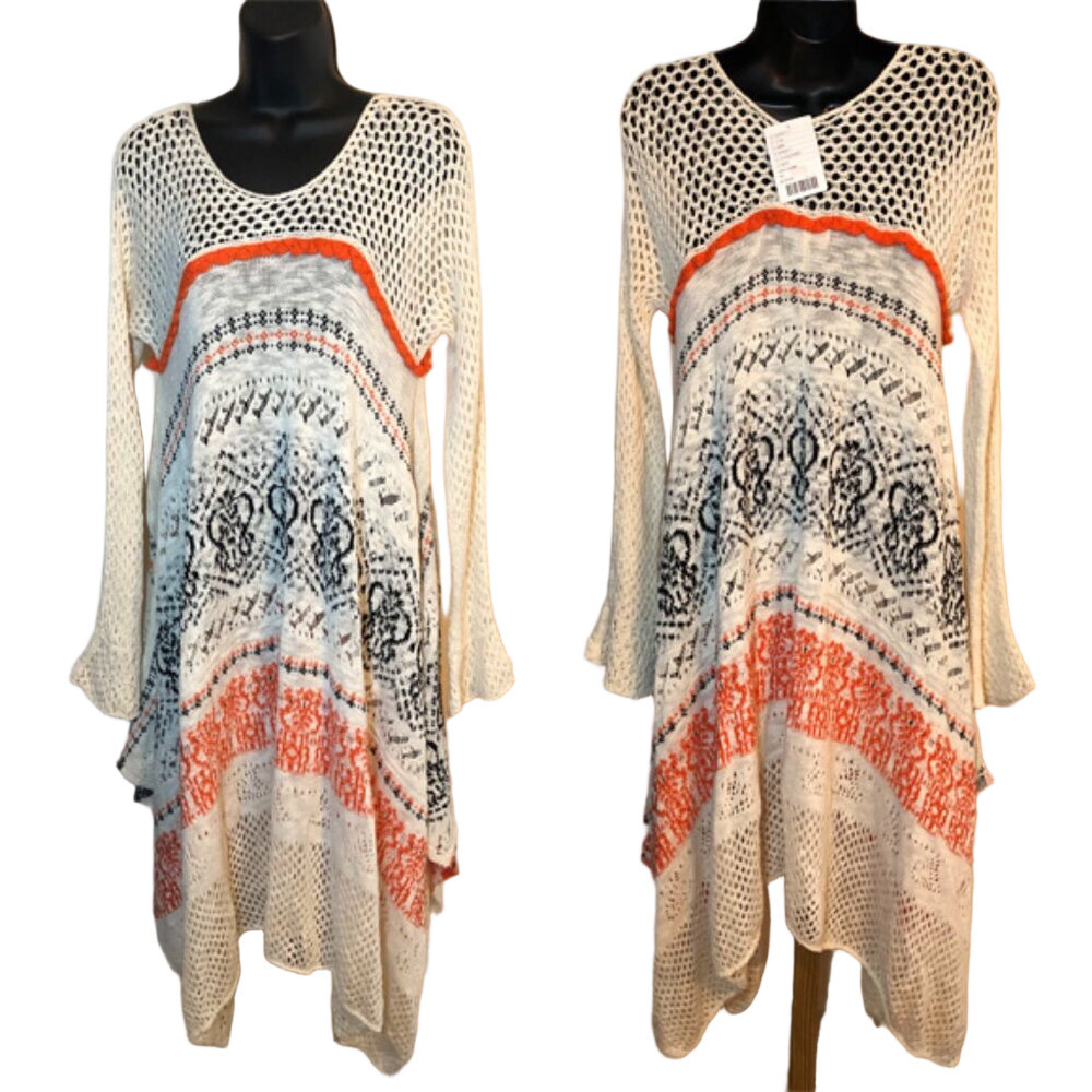 Anthropologie Sleeping On Snow Risen Crotchet Knit Sweater Dress XS/S New Boho